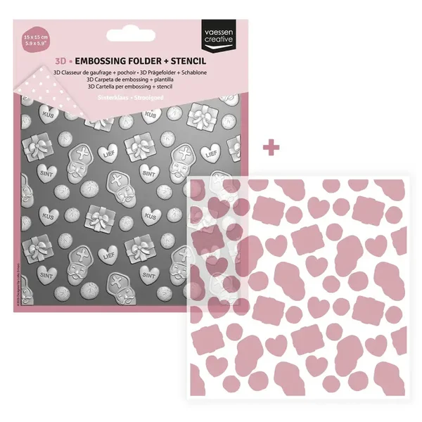 3625-0403 - Vaessen Creative - 3D Embossing Folder & Stencil Strooigoed 15x15cm