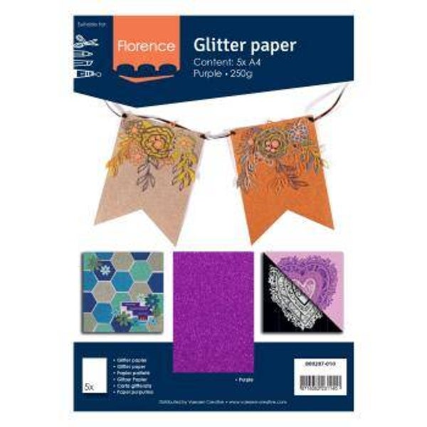 800207-010 - Florence • Glitterpapier 250g A4 purple 5x