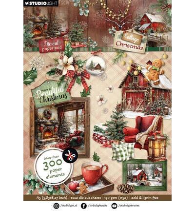 SL-CC-DCPP485 - StudioLight Die-Cut Paper Pad – Paper Elements Cottage Christmas nr. 485