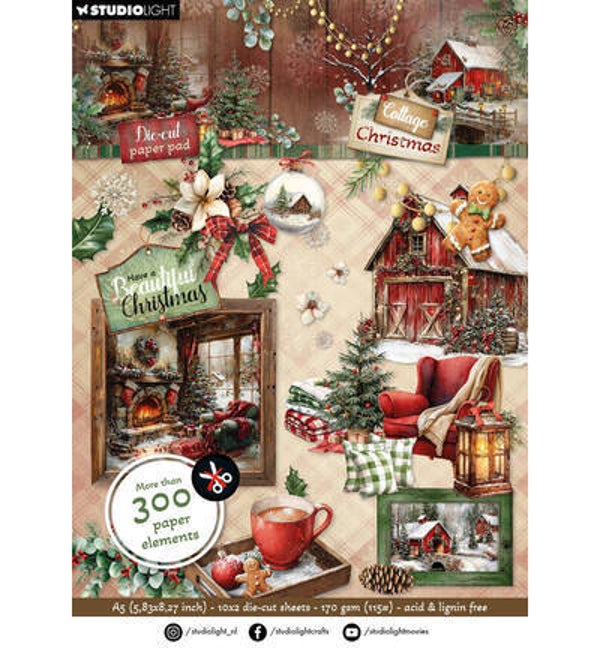 SL-CC-DCPP485 - StudioLight Die-Cut Paper Pad – Paper Elements Cottage Christmas nr. 485