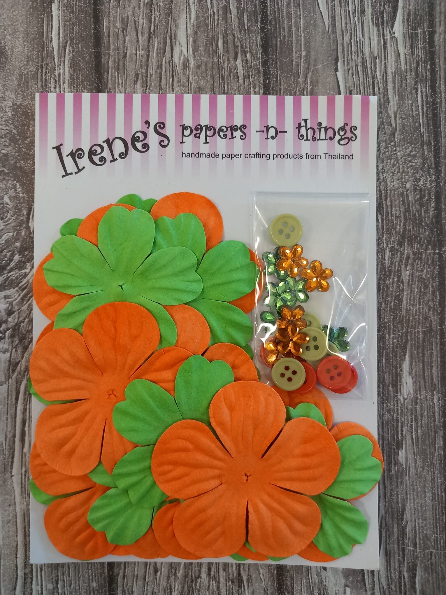 FE-44320 diverse bloemen groen/oranje