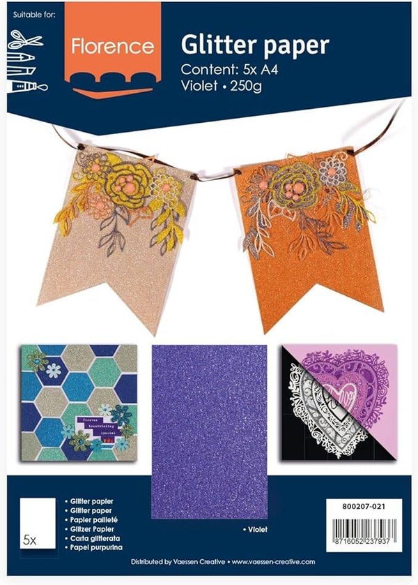 800207-021 - Florence • Glitterpapier 250g A4 violet 5x