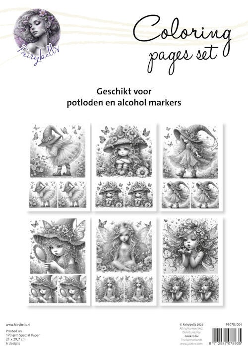 99078/004 - Fairybells Coloring Pages kleurplaten Set 4 (A4 formaat)