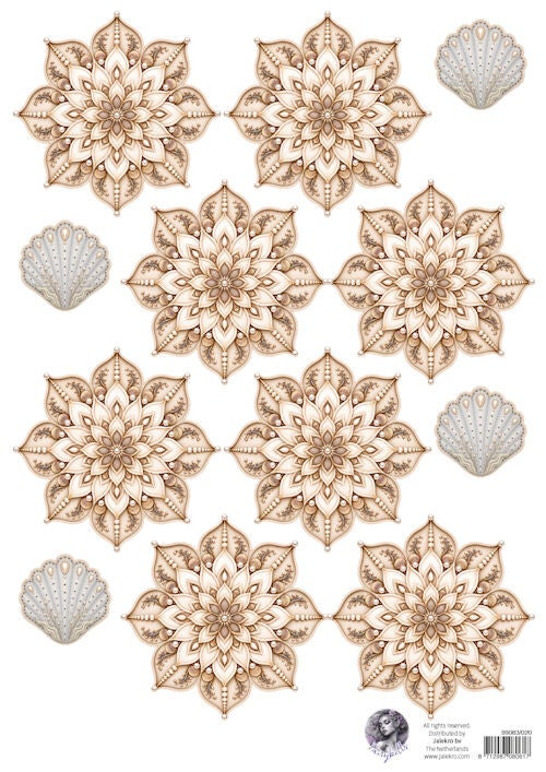99083/020 - Fairybells combi knipvel voor pop-up en decoupage - schelpenbloemen beige A
