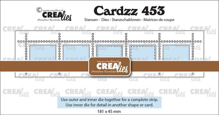 Crealies - CLCZ453 - Cardzz stansen no. 453, Postzegelstrip XL 5x horizontale rechthoeken