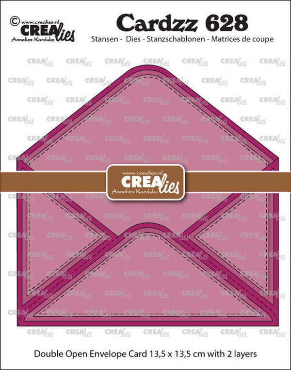 CLCZ628 - Crealies - Cardzz stansen no. 628, Dubbele kaart Open envelop