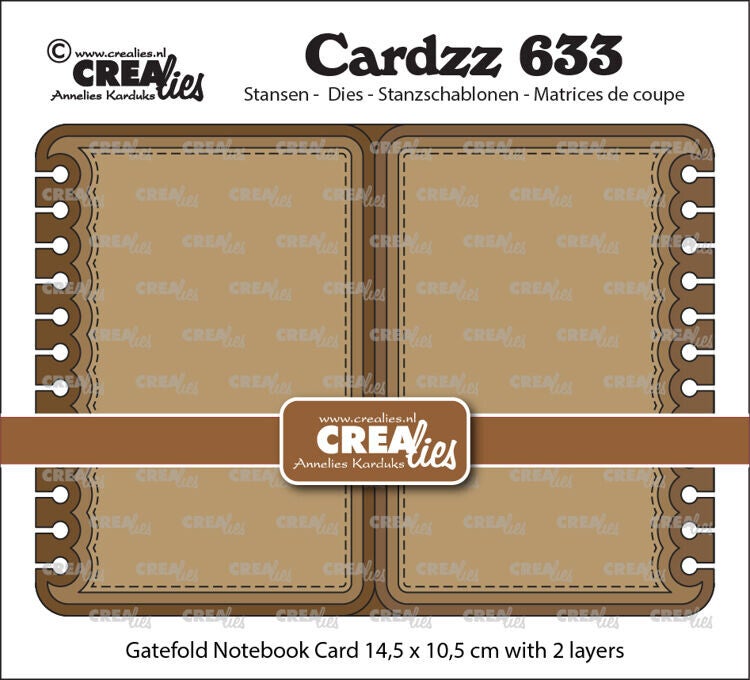 CLCZ633 - Crealies - Cardzz stansen no. 633, Gatefold Notebook card rechthoek