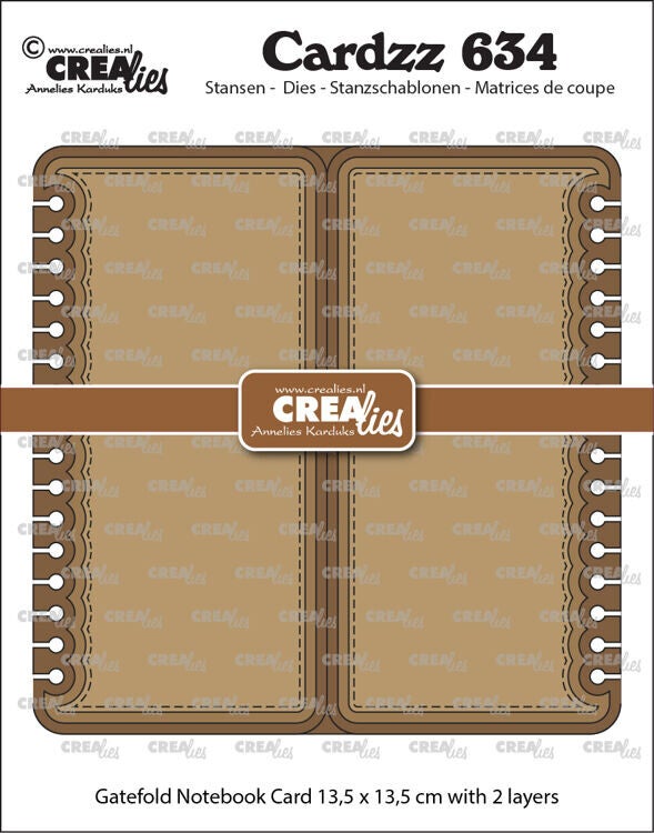 CLCZ634 - Crealies - Cardzz stansen no. 634, Gatefold Notebook card vierkant