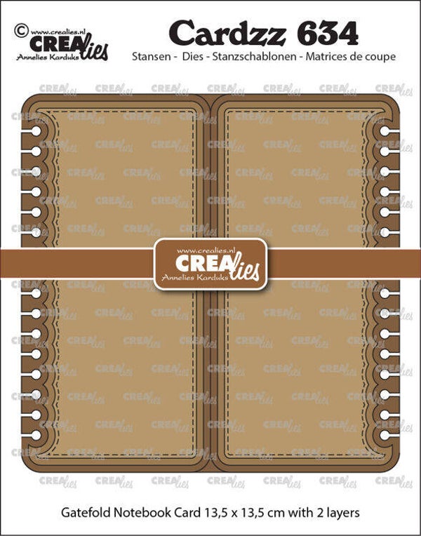 CLCZ634 - Crealies - Cardzz stansen no. 634, Gatefold Notebook card vierkant
