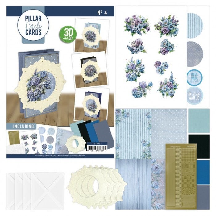 CC10004 - Pillar Circle Cards creme 4 - Blooming Blue
