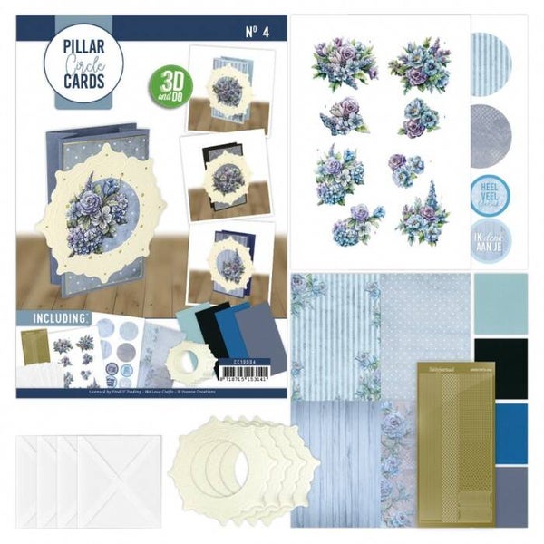 CC10004 - Pillar Circle Cards creme 4 - Blooming Blue