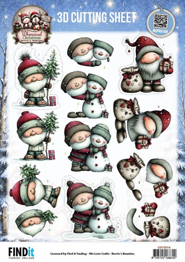 CD12514 - 3D Cutting Sheet - Berries Beauties - Whimsical Christmas - Santa Claus