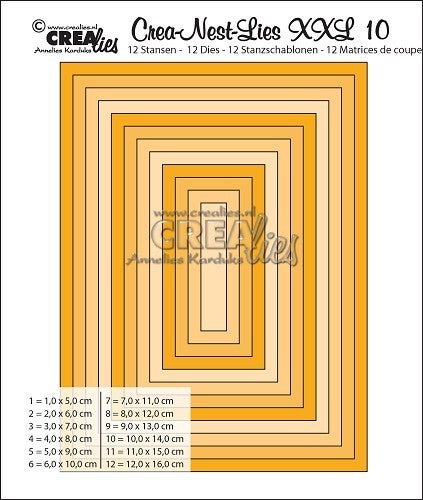 Crealies - Crea-Nest-Lies XXL stansen no. 10, Gladde rechthoeken, hele cm