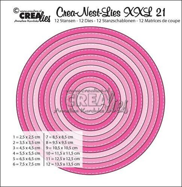 Crealies -Crea-Nest-Lies XXL stansen no. 69, Cirkels met open schulprand