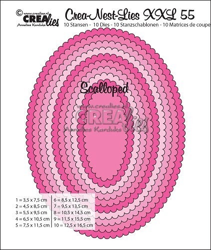 Crealies - Crea-Nest-Lies XXL stansen no. 55, Ovalen met schulprand