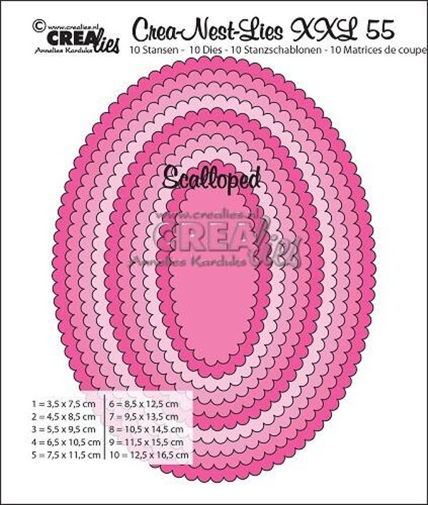 Crealies - Crea-Nest-Lies XXL stansen no. 55, Ovalen met schulprand