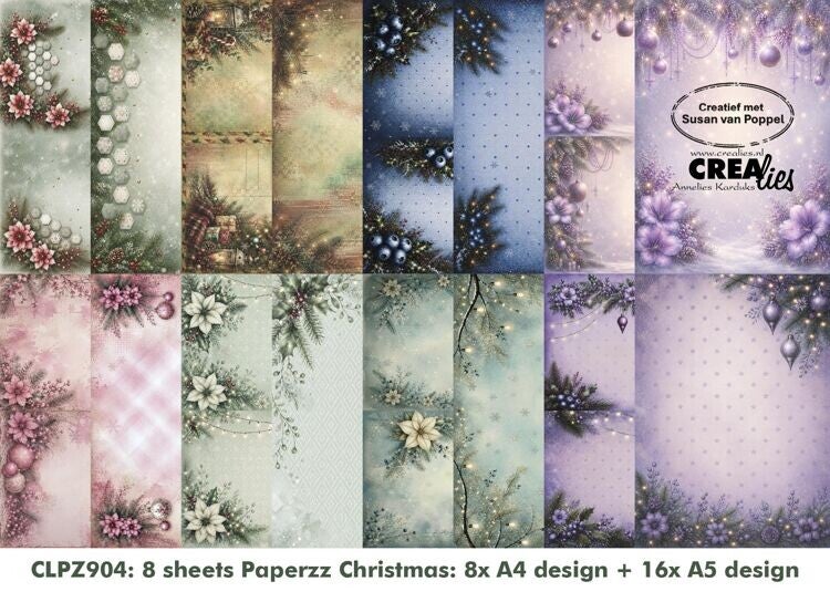 CLPZ904 - Designpapier: Bundel 8 vellen Kerst A-H (van elk één)