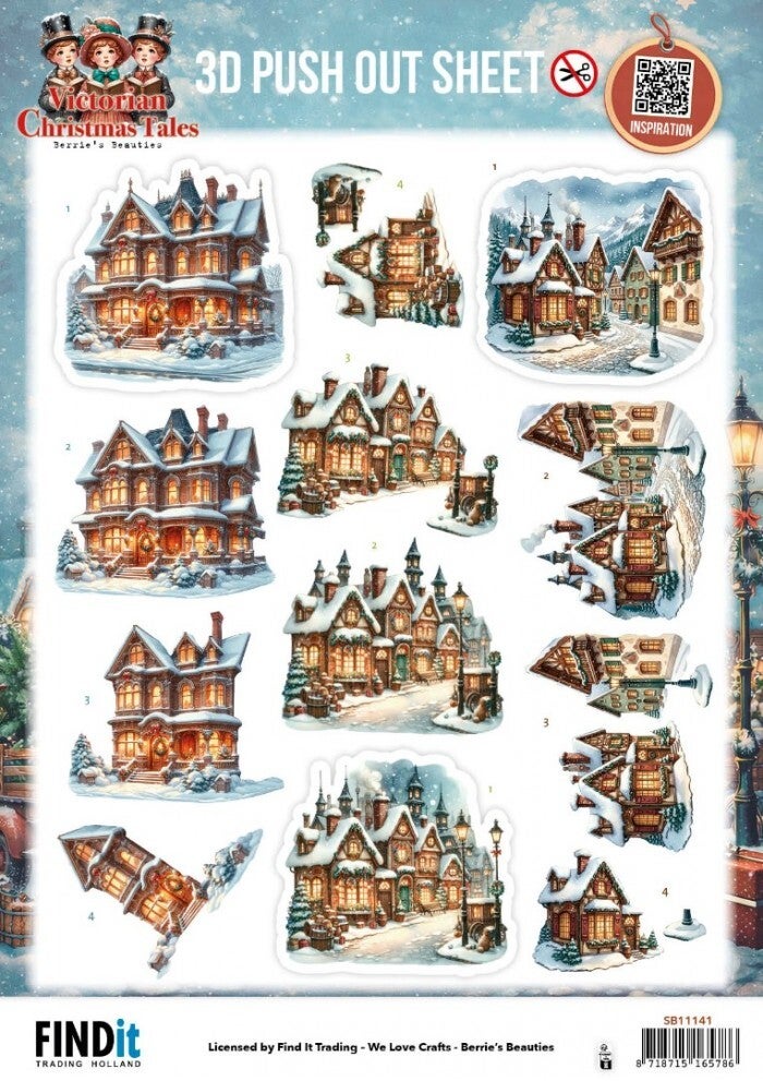 SB11141-3D Pushout Sheet - Berries Beauties - Victorian Christmas Tales - Home for Christmas