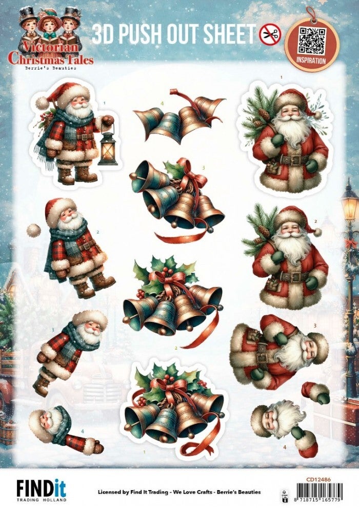 SB11140-3D Pushout Sheet - Berries Beauties - Victorian Christmas Tales - Timeless Christmas Bells