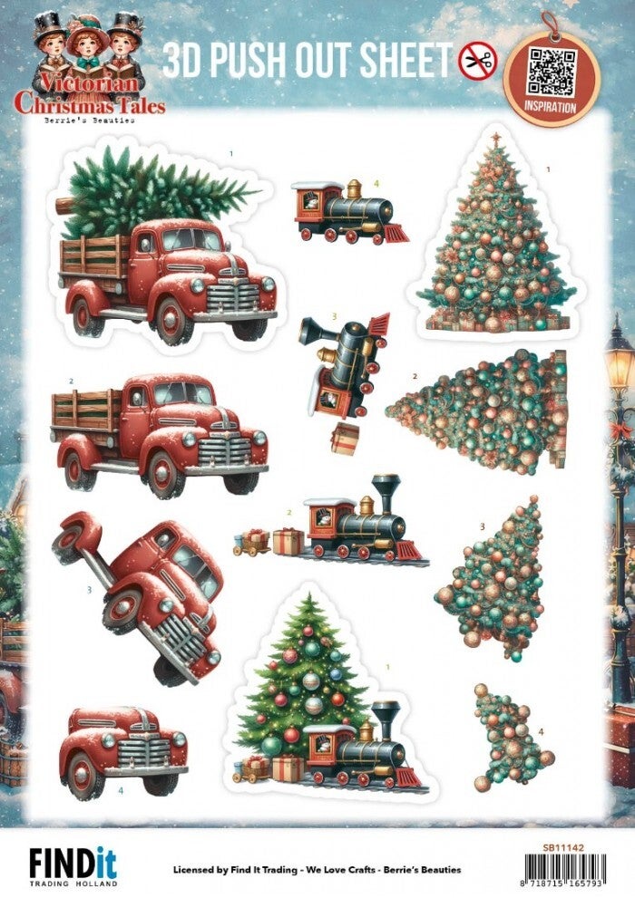SB11142-3D Pushout Sheet - Berries Beauties - Victorian Christmas Tales - Underneath The Christmas Tree