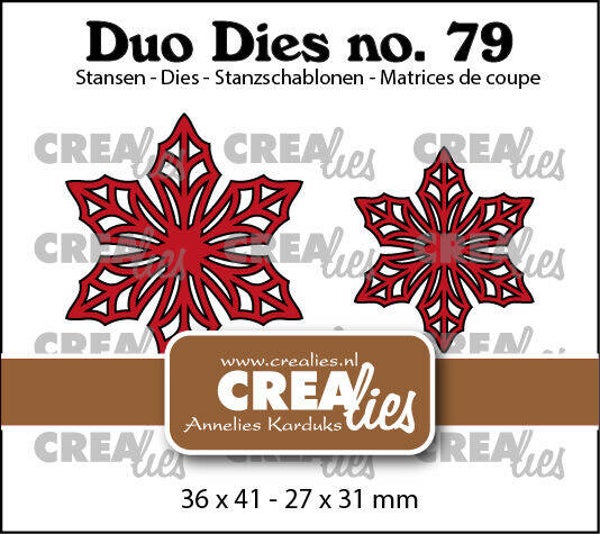 Crealies CLDD79 - Duo Dies no. 79, Open bloemen 33 Kerstster