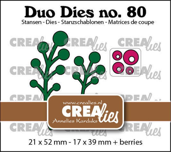 Crealies CLDD80 - Duo Dies no. 80, Blaadjes 23 Bessentakjes