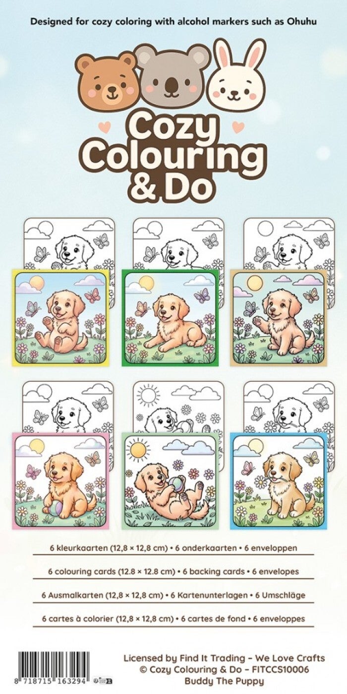 FITCCS10006 - Findit Color - Cozy Colouring Cards Set - Buddy The Puppy - Outside Adventures
