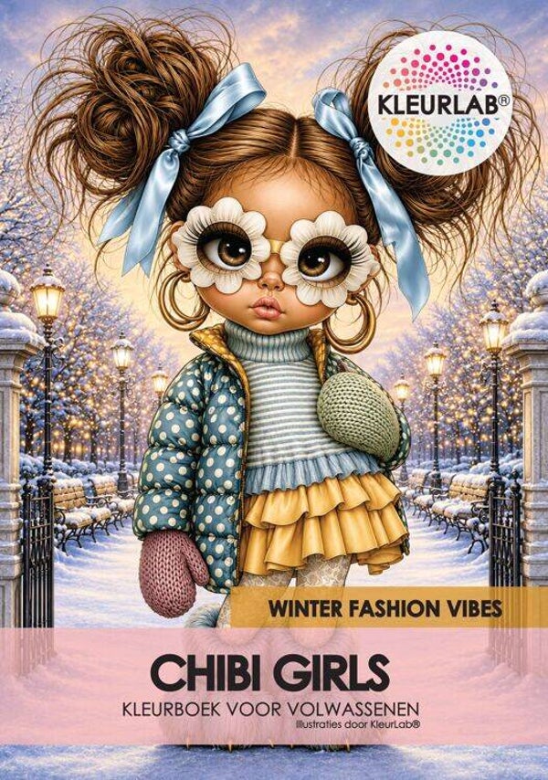 Kleurlab - Kleurboek voor Volwassenen A4 - Chibi Girls Winter Fashion Vibes (Enkelzijdig)