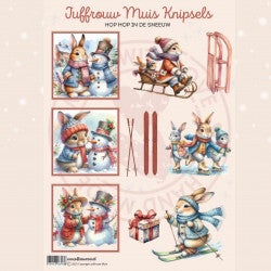 Juffrouw Muis A4 Knipsel - Hop Hop in de sneeuw