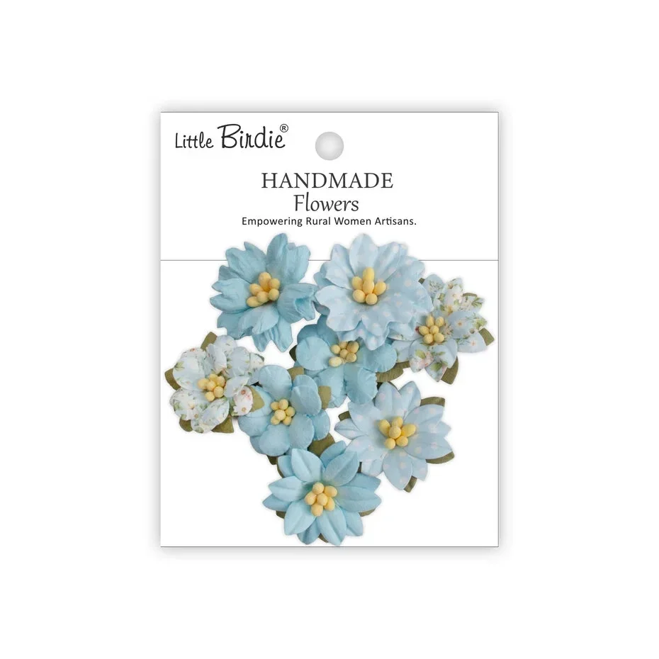 CR110140 - Handmade Printed Paper Flowers Vinita Blue Symphony