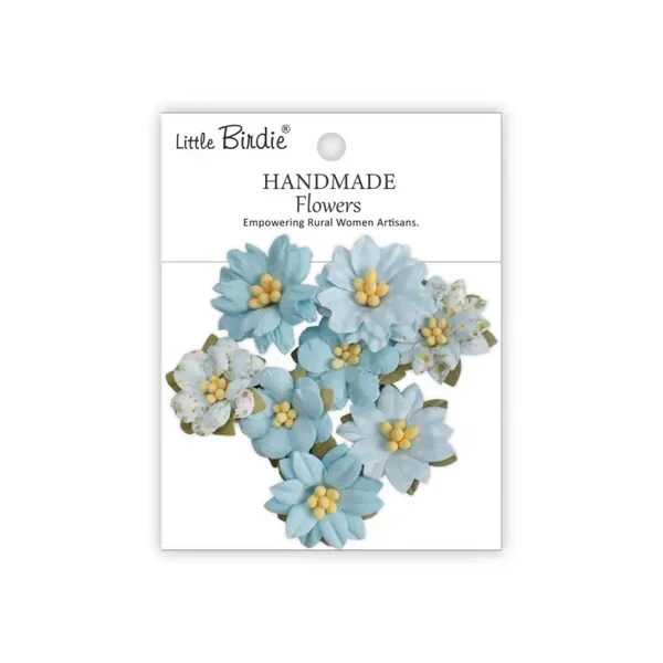 CR110140 - Handmade Printed Paper Flowers Vinita Blue Symphony