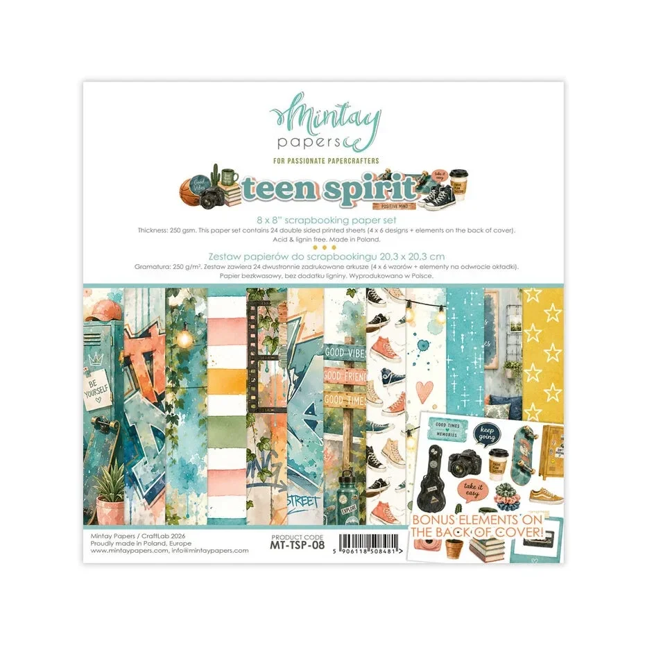 MT-TSP-08 - Mintay - Teen Spirit 20.3x20.3 cm Scrapbooking Paper Set