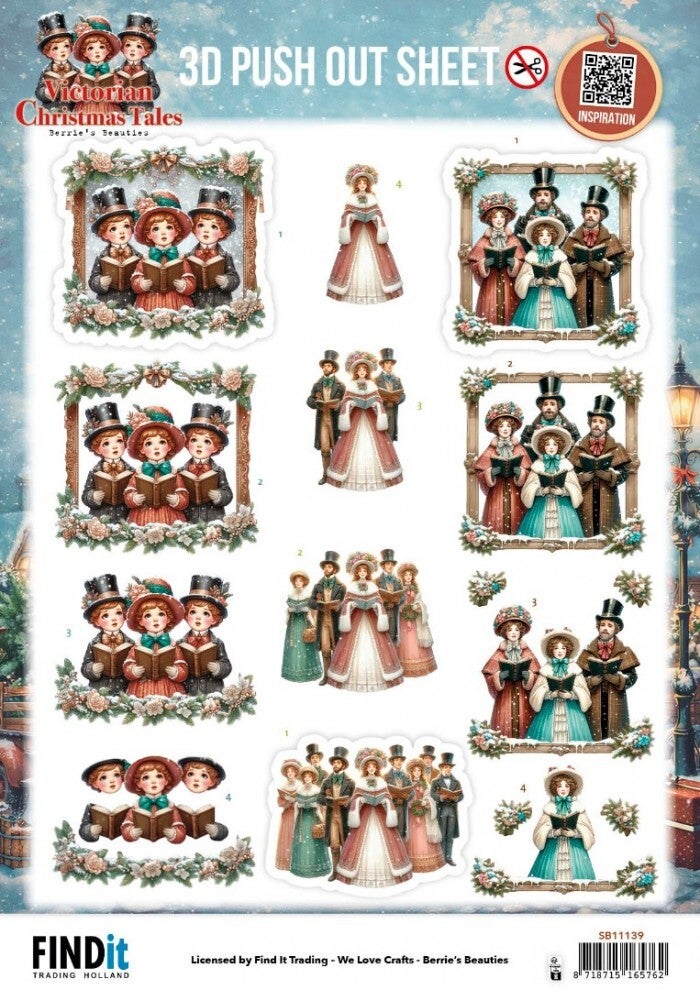 SB11139-3D Pushout Sheet - Berries Beauties - Victorian Christmas Tales - A Christmas Serenade