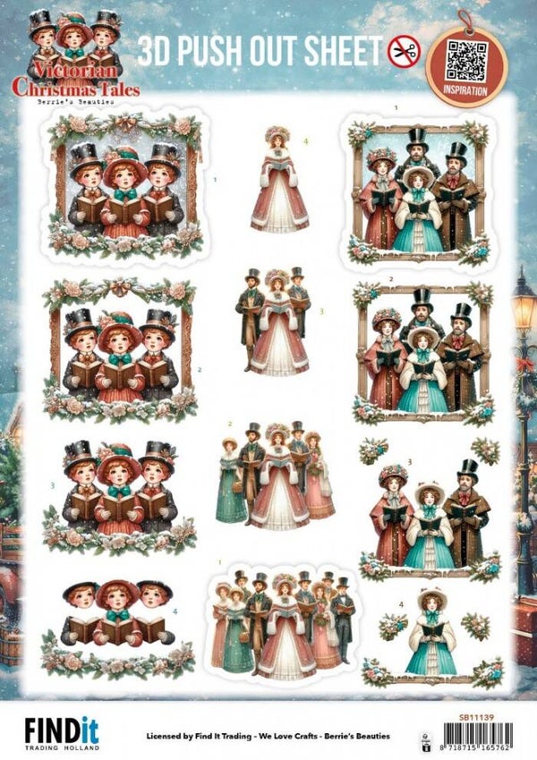 SB11139-3D Pushout Sheet - Berries Beauties - Victorian Christmas Tales - A Christmas Serenade