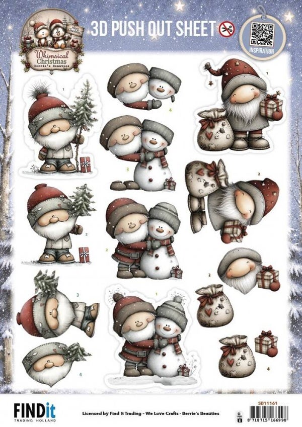 SB11161 - 3D Pushout Sheet - Berries Beauties - Whimsical Christmas - Santa Claus