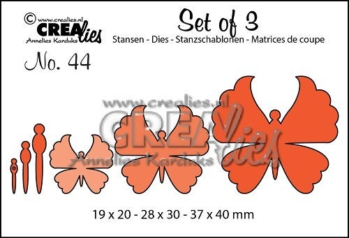 Crealies - Set of 3 stansen no. 44, Vlinders 6