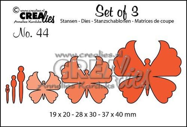Crealies - Set of 3 stansen no. 44, Vlinders 6