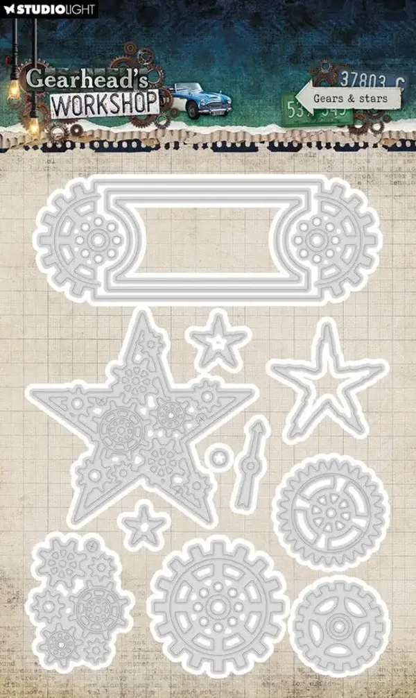 SL-GW-CD1106 - Studio Light - Gearhead's Workshop Cutting Dies Gears & Stars