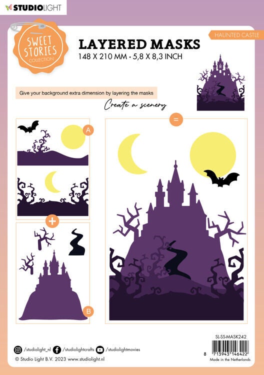 SL-SS-MASK242 - Studio Light - Sweet Stories Fall - Mask Stencil - Haunted Castle
