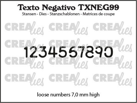 Crealies - Texto Negativo stansen no. 99, Cijfers klein
