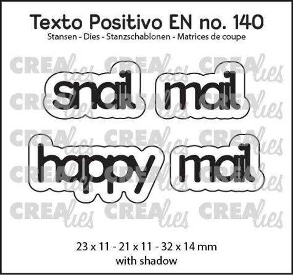 Crealies - Texto Positivo stansen no. 140, snail mail / happy mail