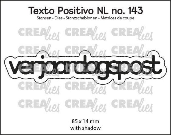 Crealies - POSNL143 - Texto Positivo stansen no. 143, verjaardagspost