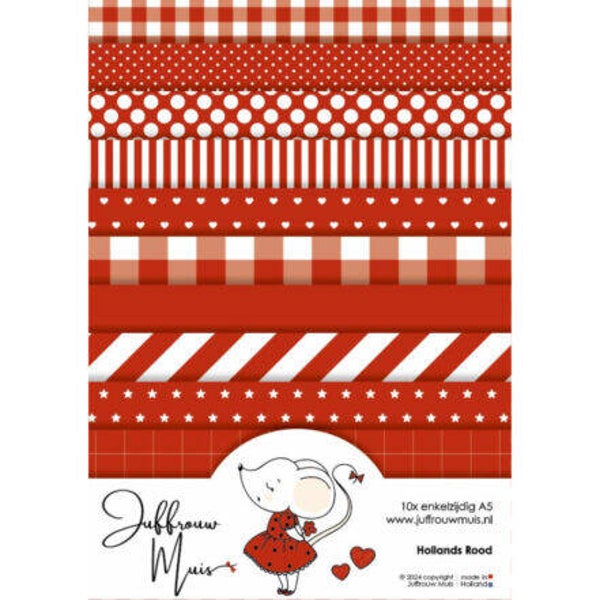 Juffrouw Muis: Tiny Cardstock - A5 - Aardbeirood Rood