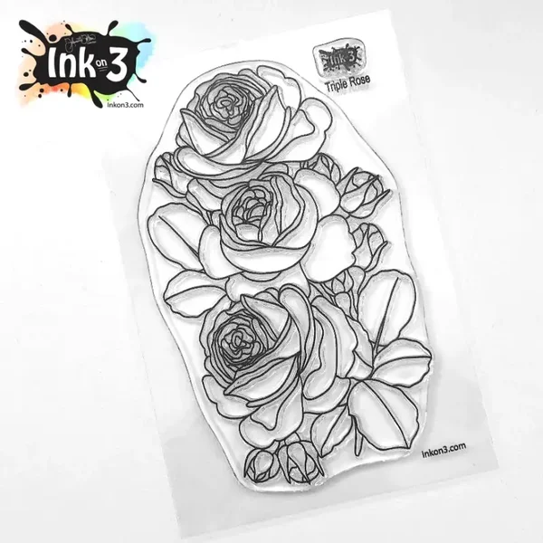 Inkon3 - Triple Rose Clear Stamp Set