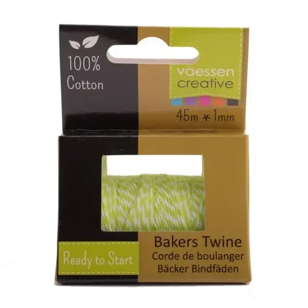 Vaessen Creative, Bakers Twine, Groen-Wit, 1 mm - 3908-044