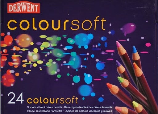 DERWENT COLOURSOFT KLEURPOTLODEN SET 24 STUKS (in metalen etui))