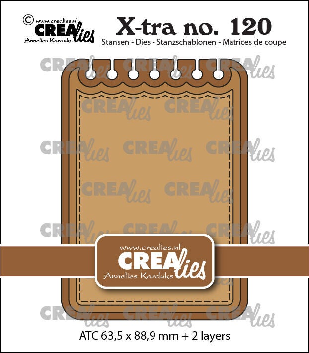 CLXtra120 - Crealies - X-tra stansen no. 120, ATC notebook horizontaal