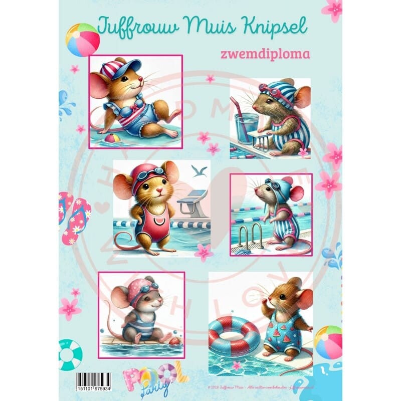 Juffrouw Muis Knipsel - Zwemdiploma