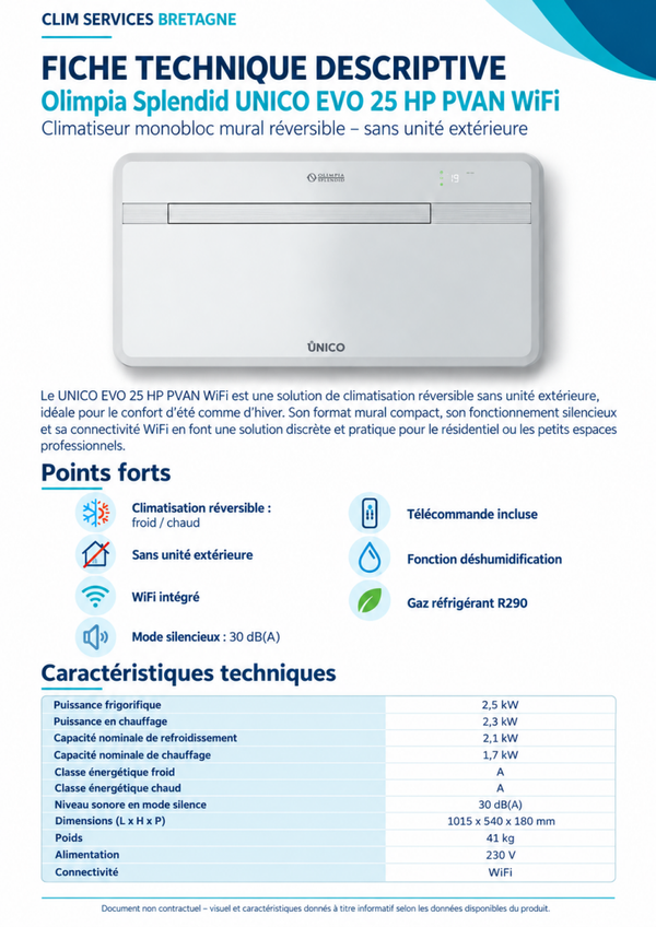 Olimpia Splendid UNICO EVO 25 HP PVAN WiFi