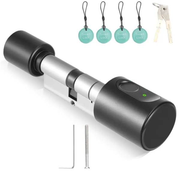 Cylindre de serrure électronique de porte avec empreinte digitale, 4 cartes IC, 2 clés
